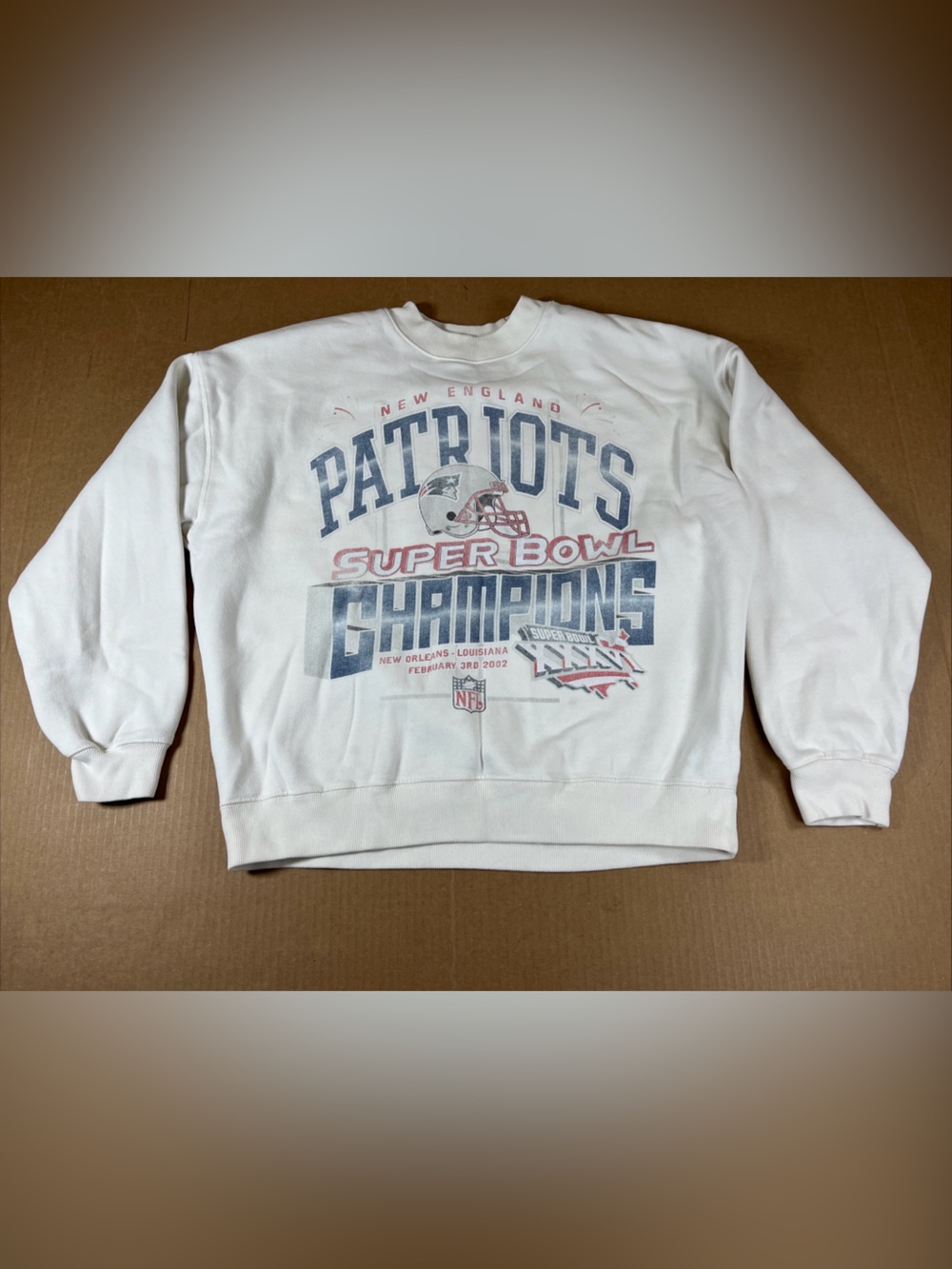 Abercrombie & Fitch New England Patriots Super Bowl XXXVI Sweatshirt White Sz M